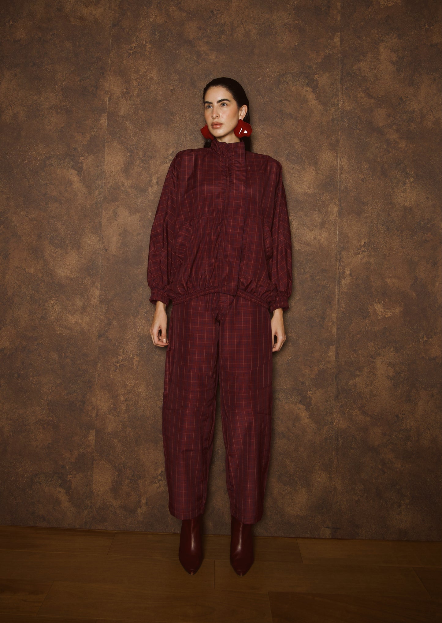 Bomber Xadrez burgundy