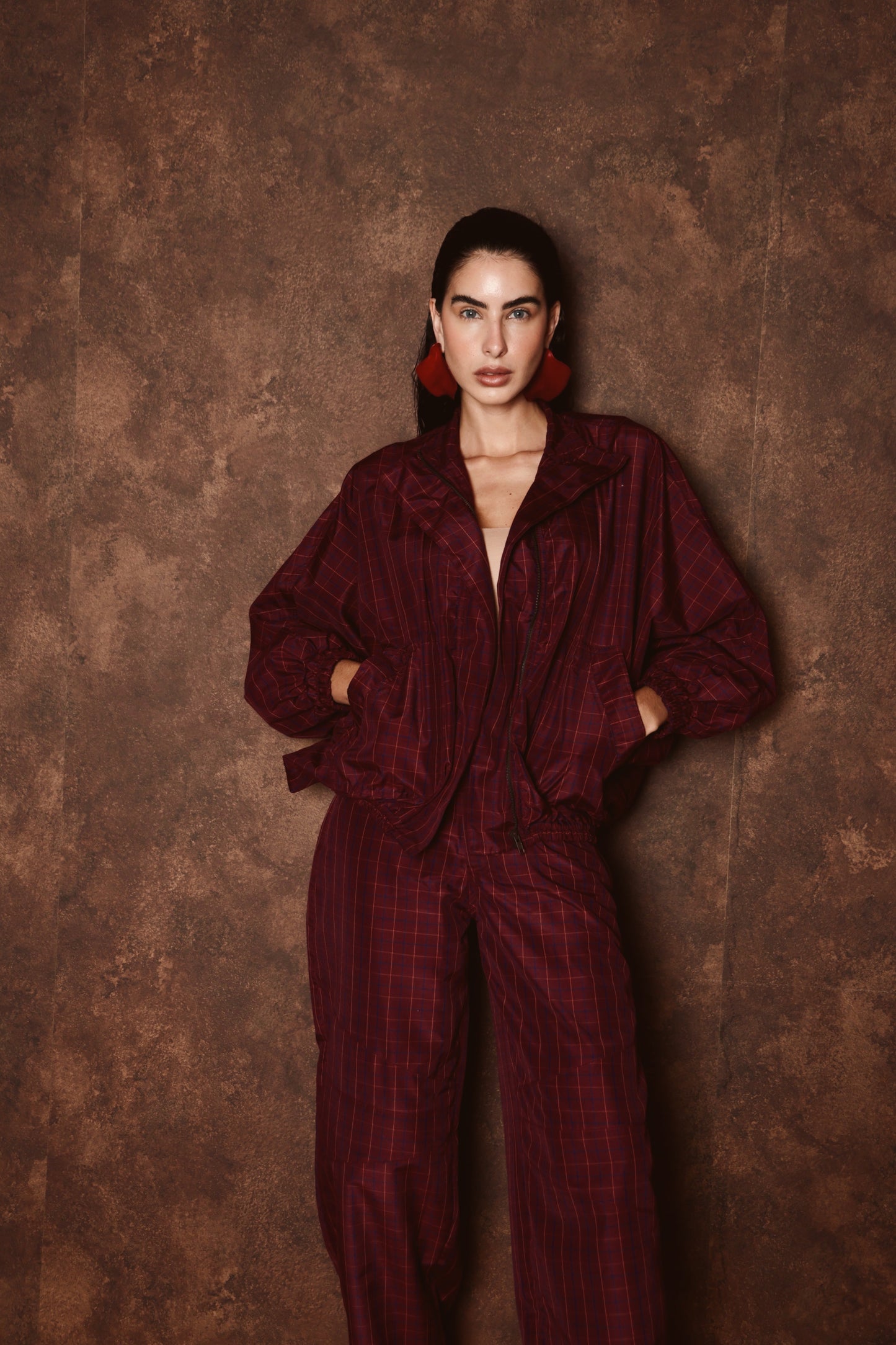 Bomber Xadrez burgundy